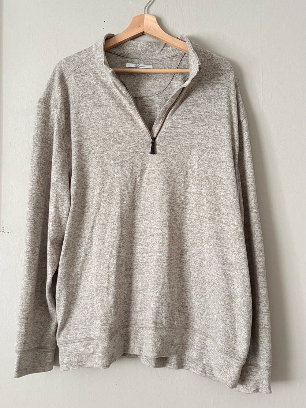 Greg Norman Collection Men's Heathered Oatmeal Quarter-Zip Sweater